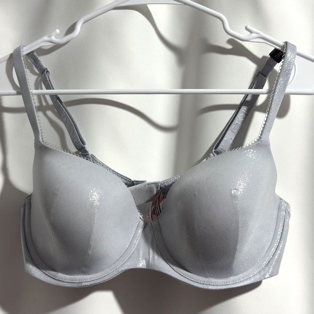 Victoria's Secret Body by Victoria Lightly Lined Demi Bra 36D NWT Silver Shimmer